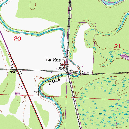 Topographic Map of La Rue, IL