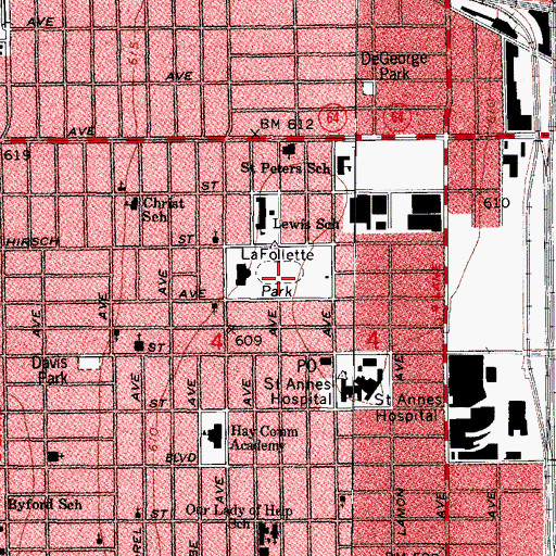 Topographic Map of LaFollette Park, IL