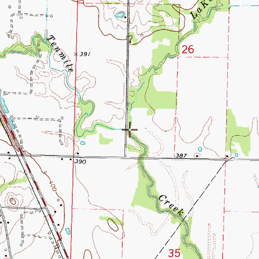 Topographic Map of LaKey Creek, IL