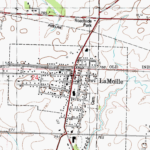 Topographic Map of La Moille, IL