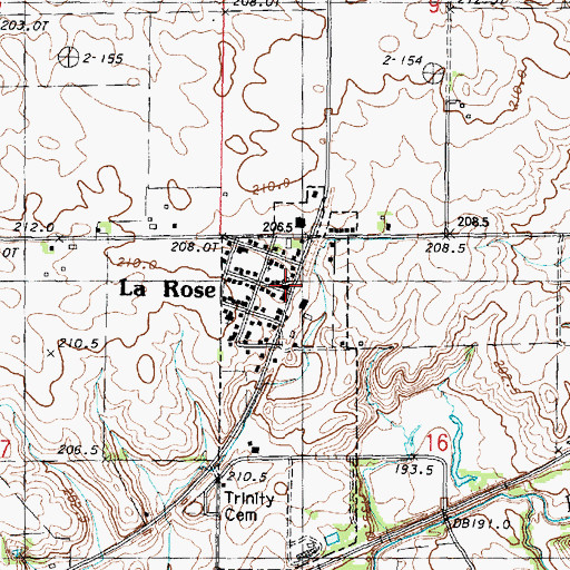 Topographic Map of La Rose, IL