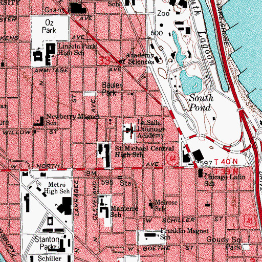 Topographic Map of LaSalle Language Academy, IL