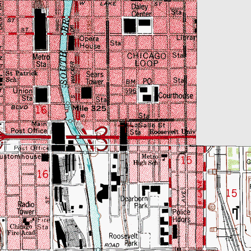 Topographic Map of LaSalle Street Station, IL