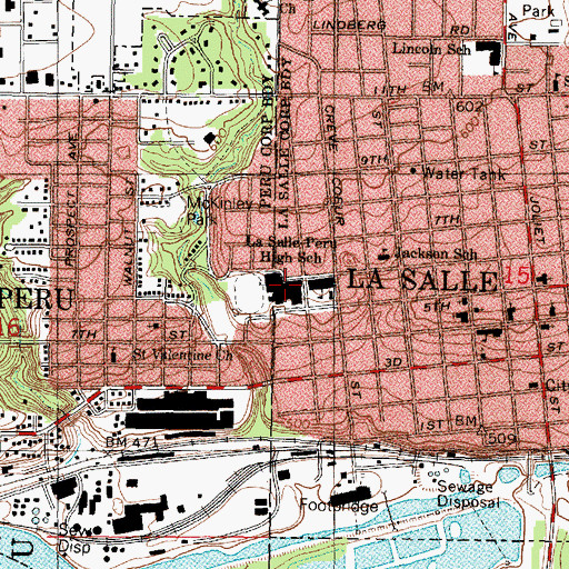 Topographic Map of La Salle-Peru Township High School, IL
