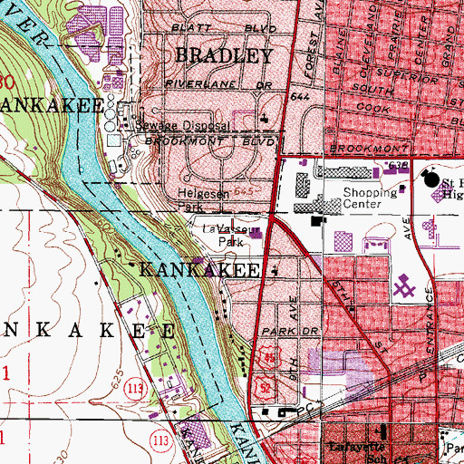 Topographic Map of LaVasseur Park, IL