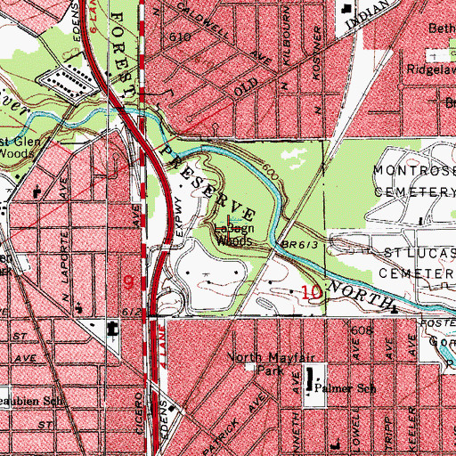Topographic Map of La Bagh Woods, IL