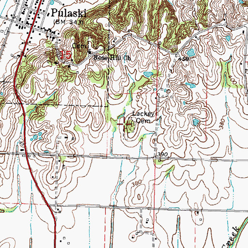 Topographic Map of Lackey Cemetery, IL