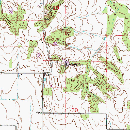 Topographic Map of Lackey Cemetery, IL
