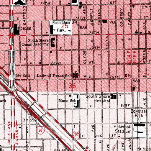 Topographic Map of Lady of Peace School, IL
