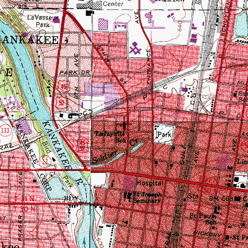 Topographic Map of Lafayette Primary School, IL
