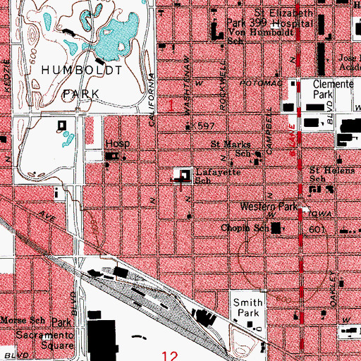 Topographic Map of Lafayette Elementary School, IL