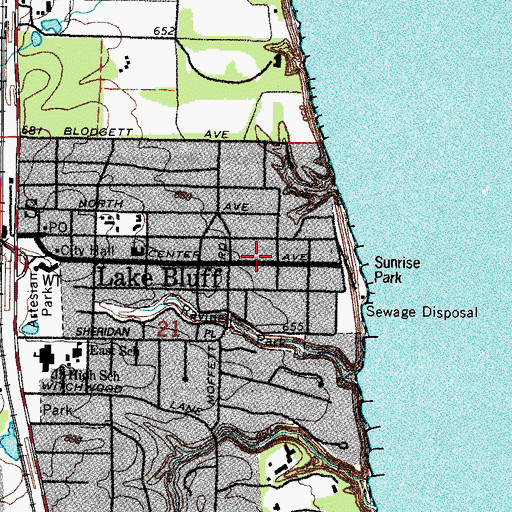 Topographic Map of Lake Bluff, IL