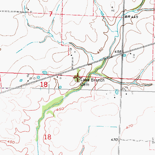 Topographic Map of Lake Branch Cemetery, IL