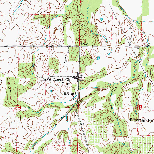 Topographic Map of Lake Creek Church, IL