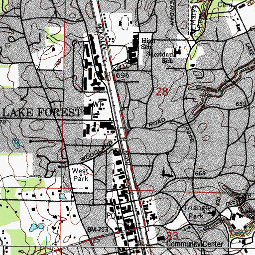 Topographic Map of Lake Forest, IL