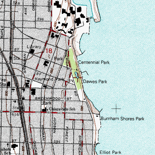 Topographic Map of Lake Front Park, IL