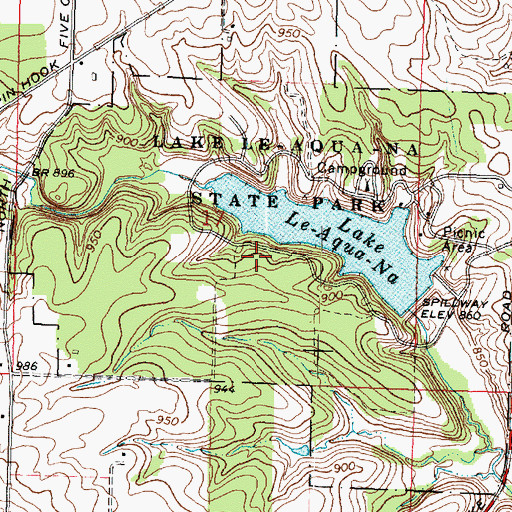 Topographic Map of Lake Le-Aqua-Na State Park, IL
