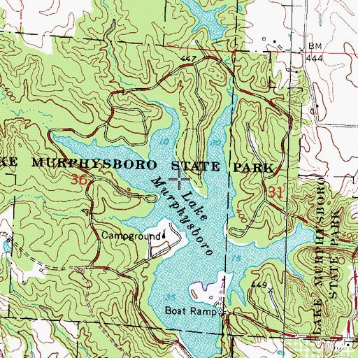Topographic Map of Lake Murphysboro State Park, IL