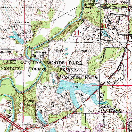 Topographic Map of Lake of the Woods Park, IL