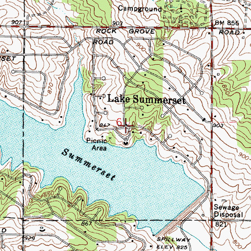 Topographic Map of Lake Summerset, IL