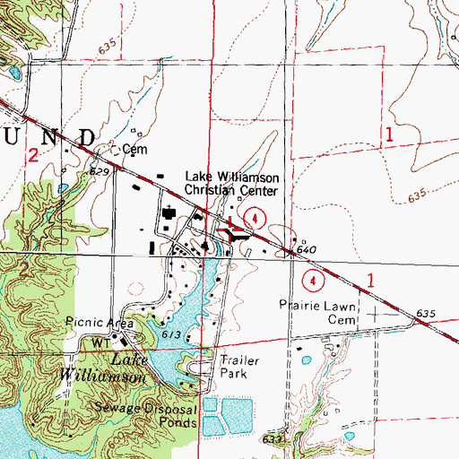 Topographic Map of Lake Williamson Christian Center, IL