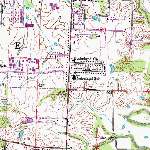 Topographic Map of Lakeland Elementary School, IL