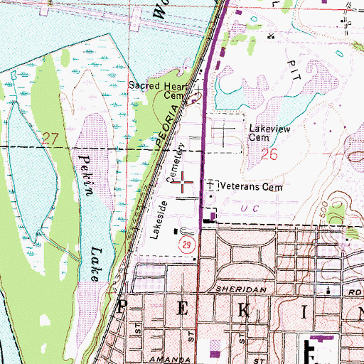 Topographic Map of Lakeside Cemetery, IL