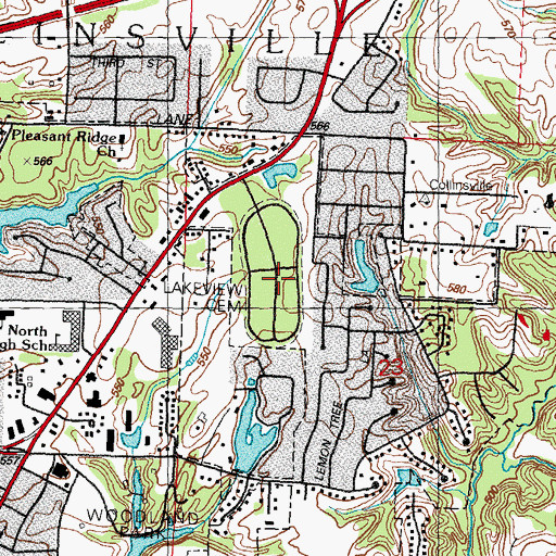 Topographic Map of Lakeview Memorial Gardens, IL
