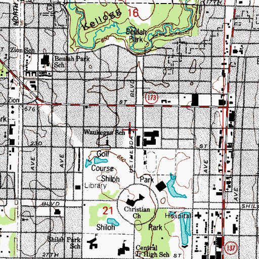 Topographic Map of Lakeview School, IL