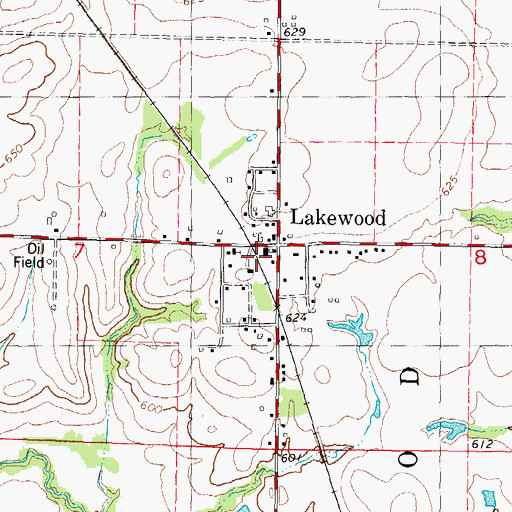 Topographic Map of Lakewood, IL