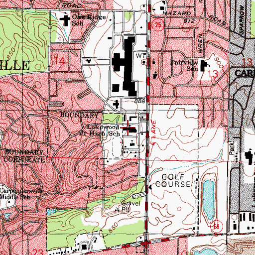 Topographic Map of Lakewood Elementary School, IL
