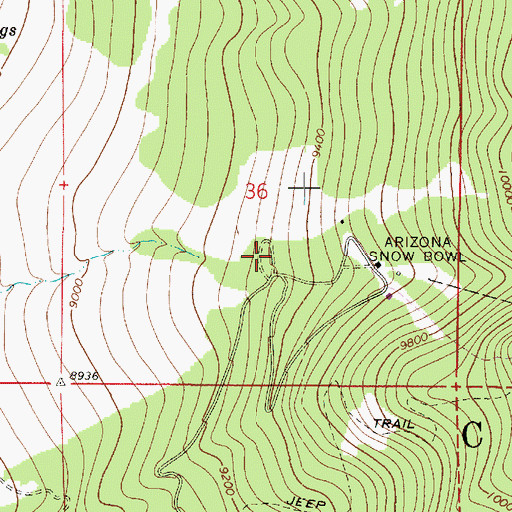 Topographic Map of Arizona Snow Bowl Campground, AZ