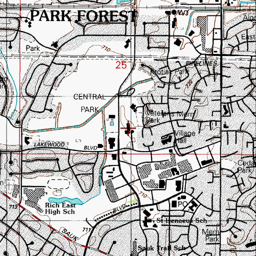Topographic Map of Lakewood School, IL