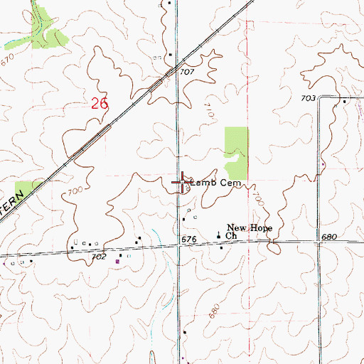 Topographic Map of Lamb Cemetery, IL