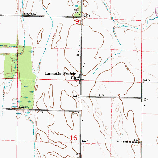 Topographic Map of Lamotte Prairie Church, IL