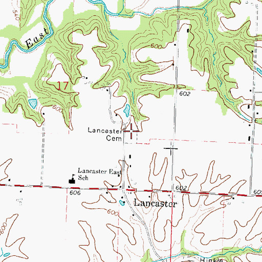 Topographic Map of Lancaster Cemetery, IL