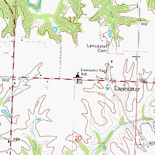 Topographic Map of Lancaster East School, IL
