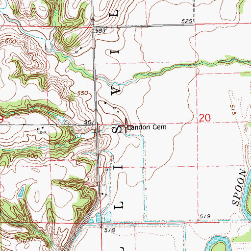 Topographic Map of Landon Cemetery, IL