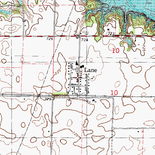 Topographic Map of Lane, IL