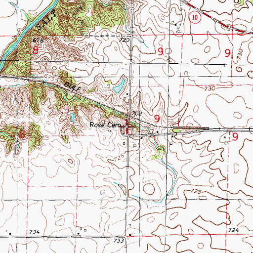 Topographic Map of Rose Cemetery, IL