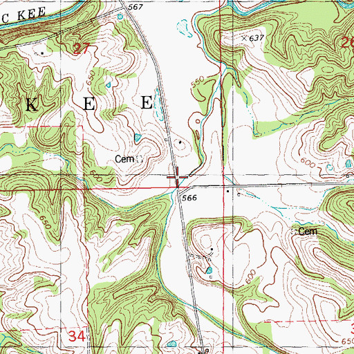 Topographic Map of Lanes Branch, IL