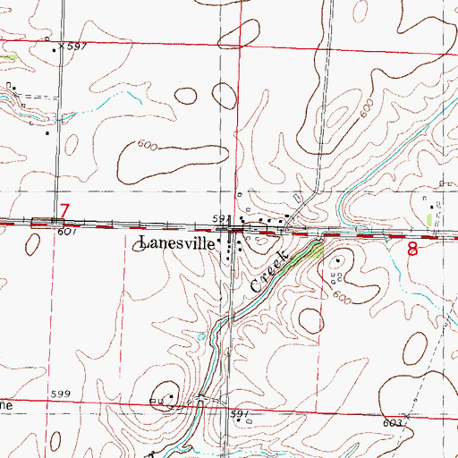 Topographic Map of Lanesville, IL