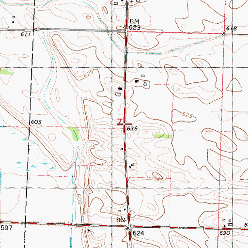 Topographic Map of Langdon School (historical), IL