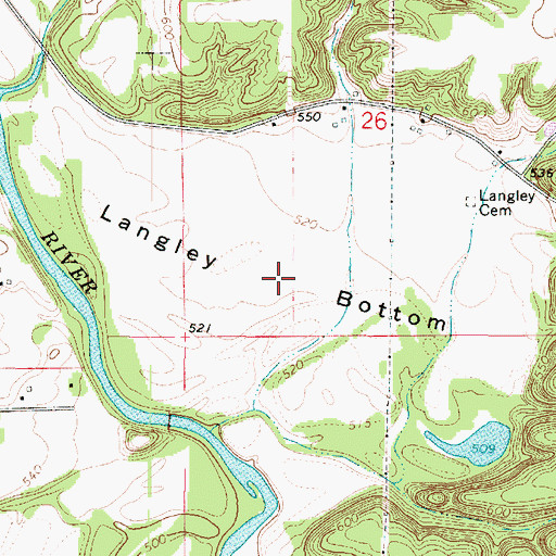 Topographic Map of Langley Bottom, IL