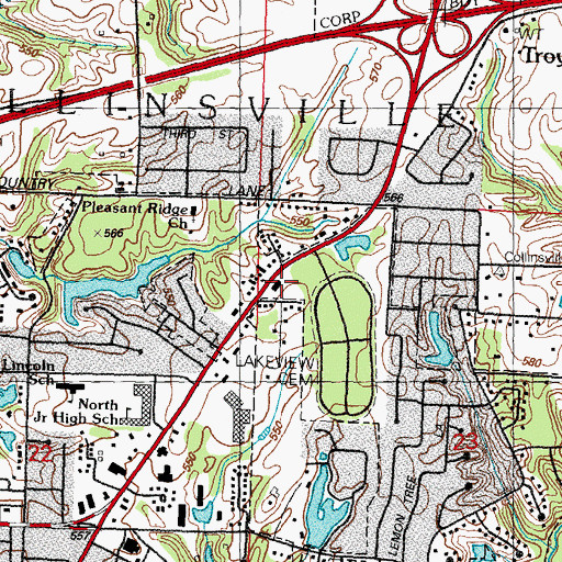 Topographic Map of Lanham School, IL