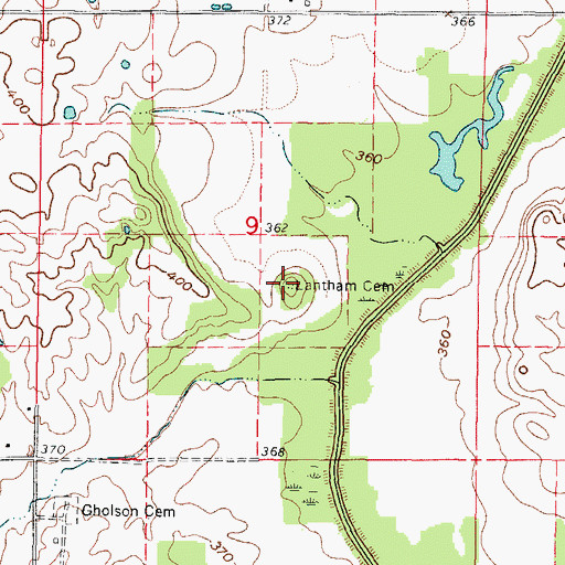 Topographic Map of Lantham Cemetery, IL