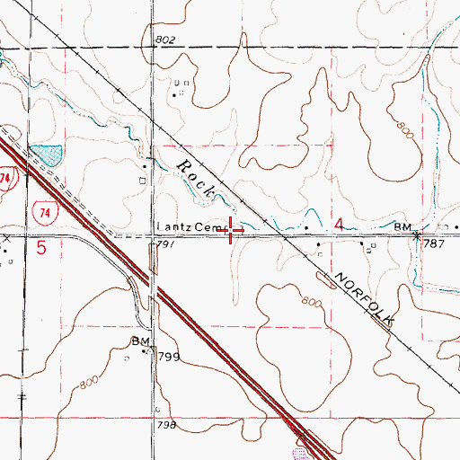 Topographic Map of Lantz Cemetery, IL