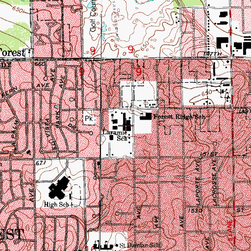 Topographic Map of Laramie School, IL