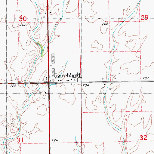 Topographic Map of Larchland, IL