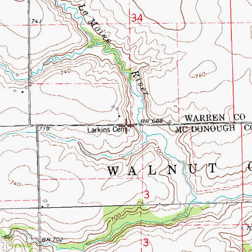 Topographic Map of Larkins Cemetery, IL